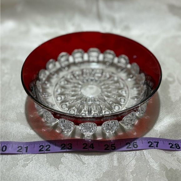 Vintage Elegant Red and Clear Glass Bowl - Picture 1 of 7